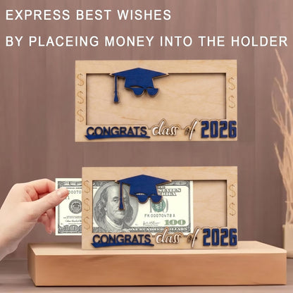 Graduation 2026 Money Holder-Unique Wooden Cash Gift Box for Class of 2026, Creative Graduation Gift for Seniors