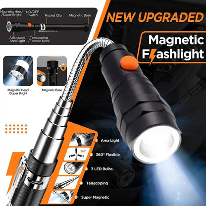 Extendable Magnetic Pickup Tools - Telescoping Magnet with LED Flashlight Gifts for Men, Fathers Day Mens Gifts from Daughter Son, Birthday Gifts for Men Dad Him,car accessories