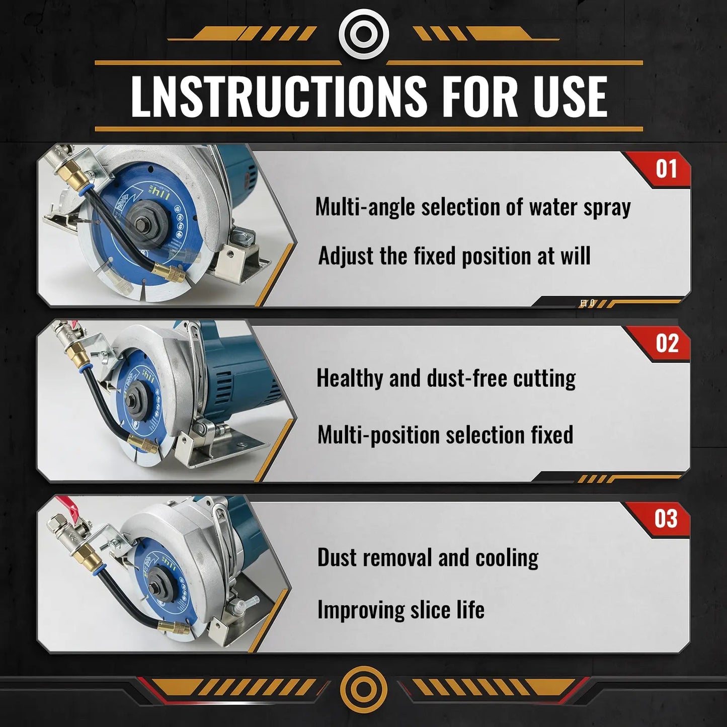 Angle Grinder Dust Remover Water Sprayer, 3.9" (10cm) Aluminum & Brass Misting Attachment, Dual-Mode Adjustable Water Feed for Cutting Tile, Concrete, Marble & Stone