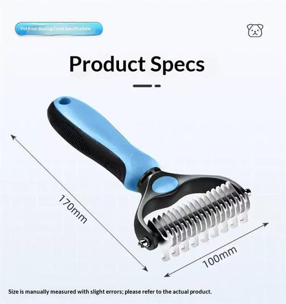 Pet Dematting Undercoat Rake for Long-Haired Dogs & Cats, Double-Sided Grooming Comb for Loose Fur and Light Tangles, Routine Pet Coat Care Tool, Results May Vary by Coat Type